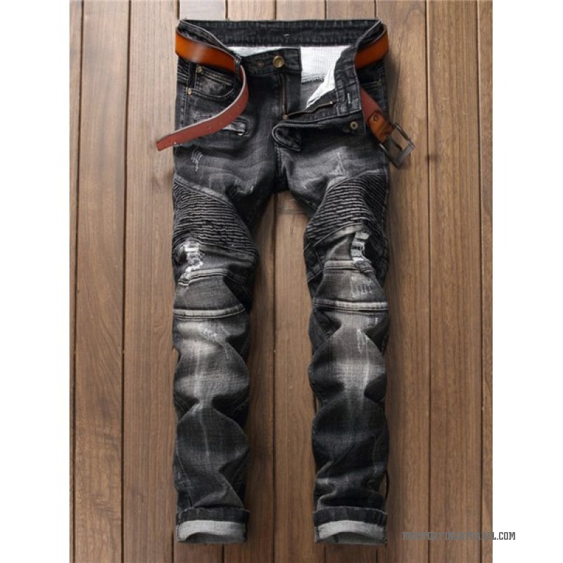 distressed biker jeans